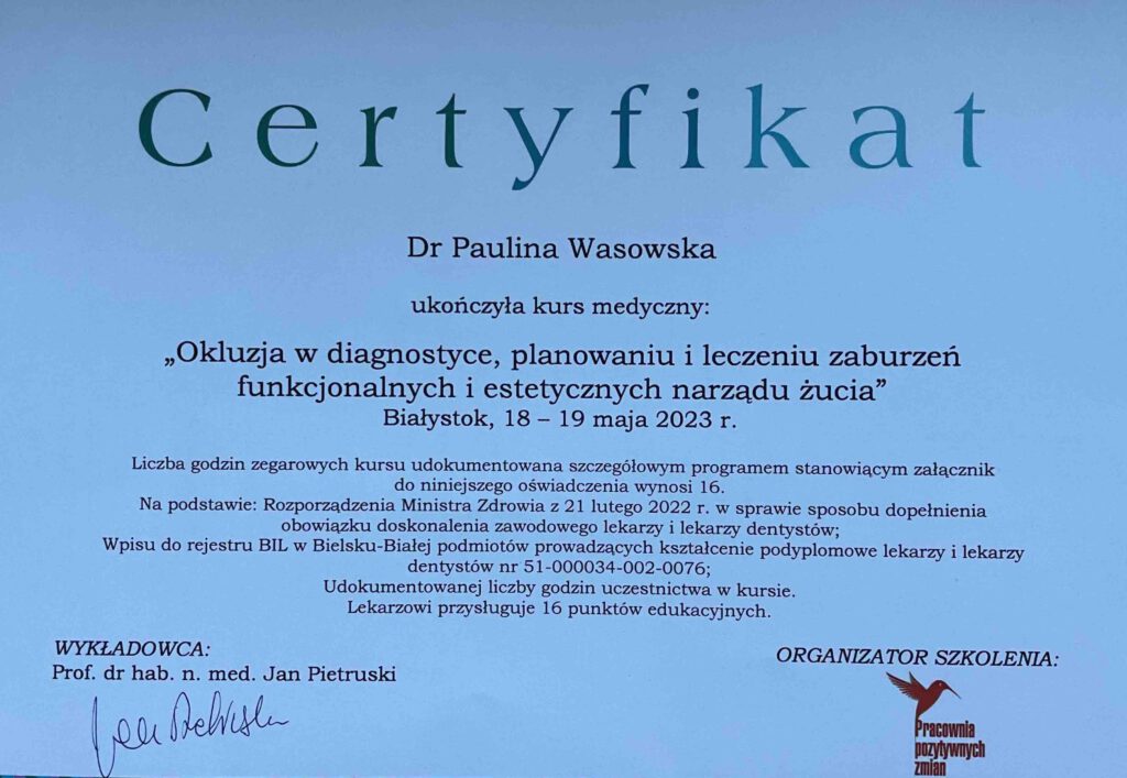 Okluzja wg Prof.Pietruskiego